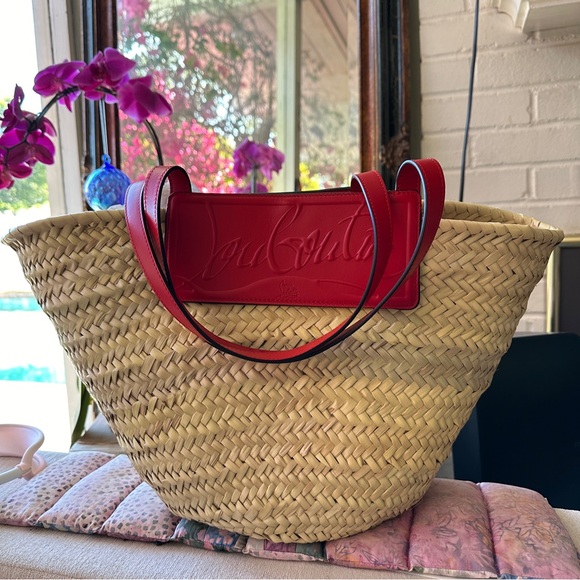 New Christian Louboutin Loubishore Wicker Summer Tote - Picture 13 of 16